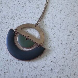 Gold, Teal, and Green Pendant Necklace